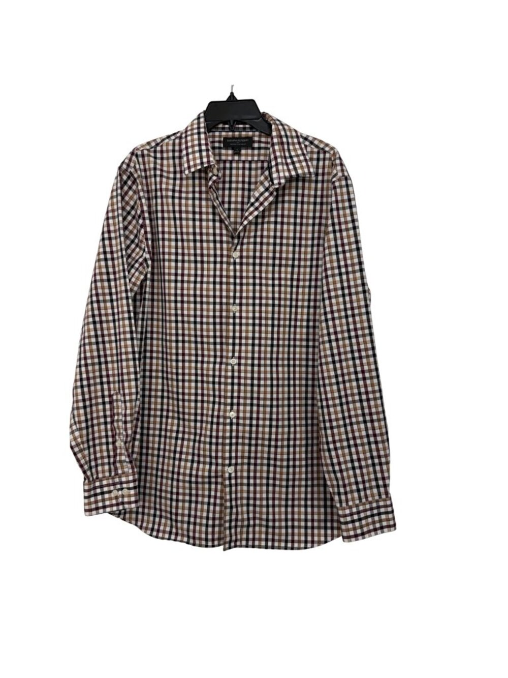 Banana Republic Mens Slim Fit Wrinkle Resistant Long Sleeve Plaid Shirt Size L